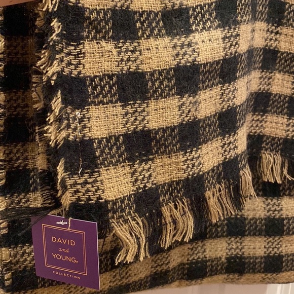 D&Y Houndstooth Faux Fur Panel Scarf NWT Brown & Black in Gingham Buffalo Plaid - Picture 9 of 14